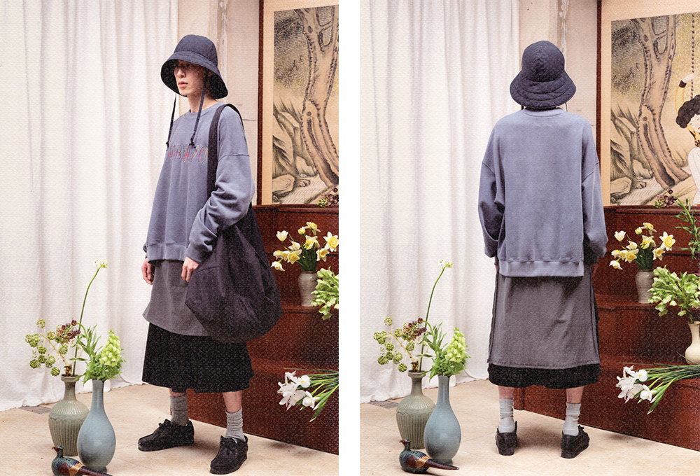 Oversized Slit Sweat Shirt [Grey] -1